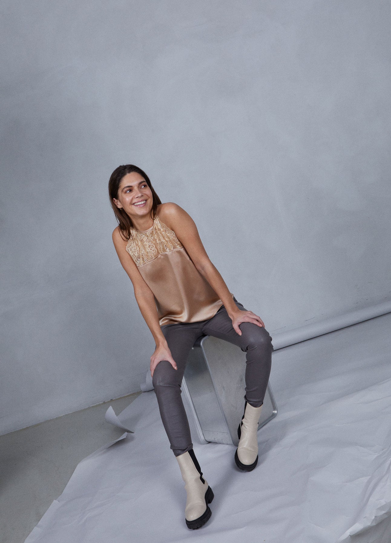 CC Heart CC HEART LEGGINGS UIT LEER Pants Grey Mud - 141