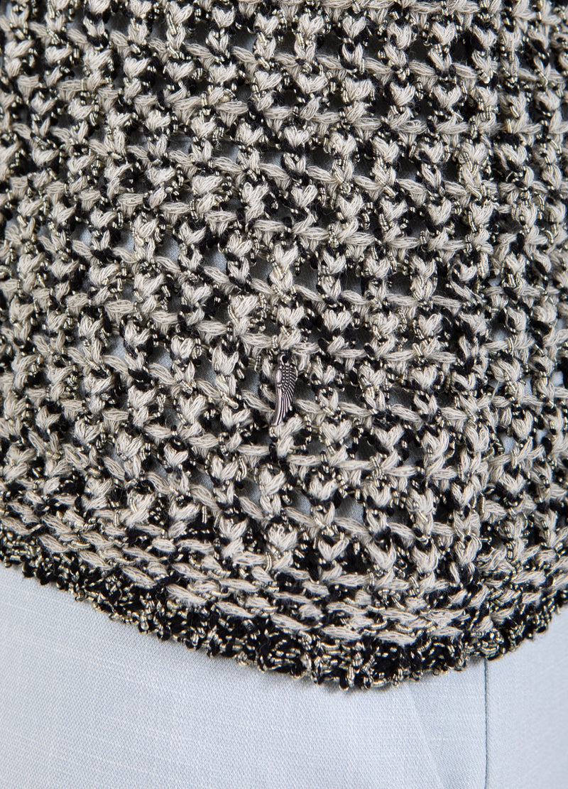 Coster Copenhagen GEBREID SHIRT MET STRUCTUUR Knitwear Black/creme stripe - 190