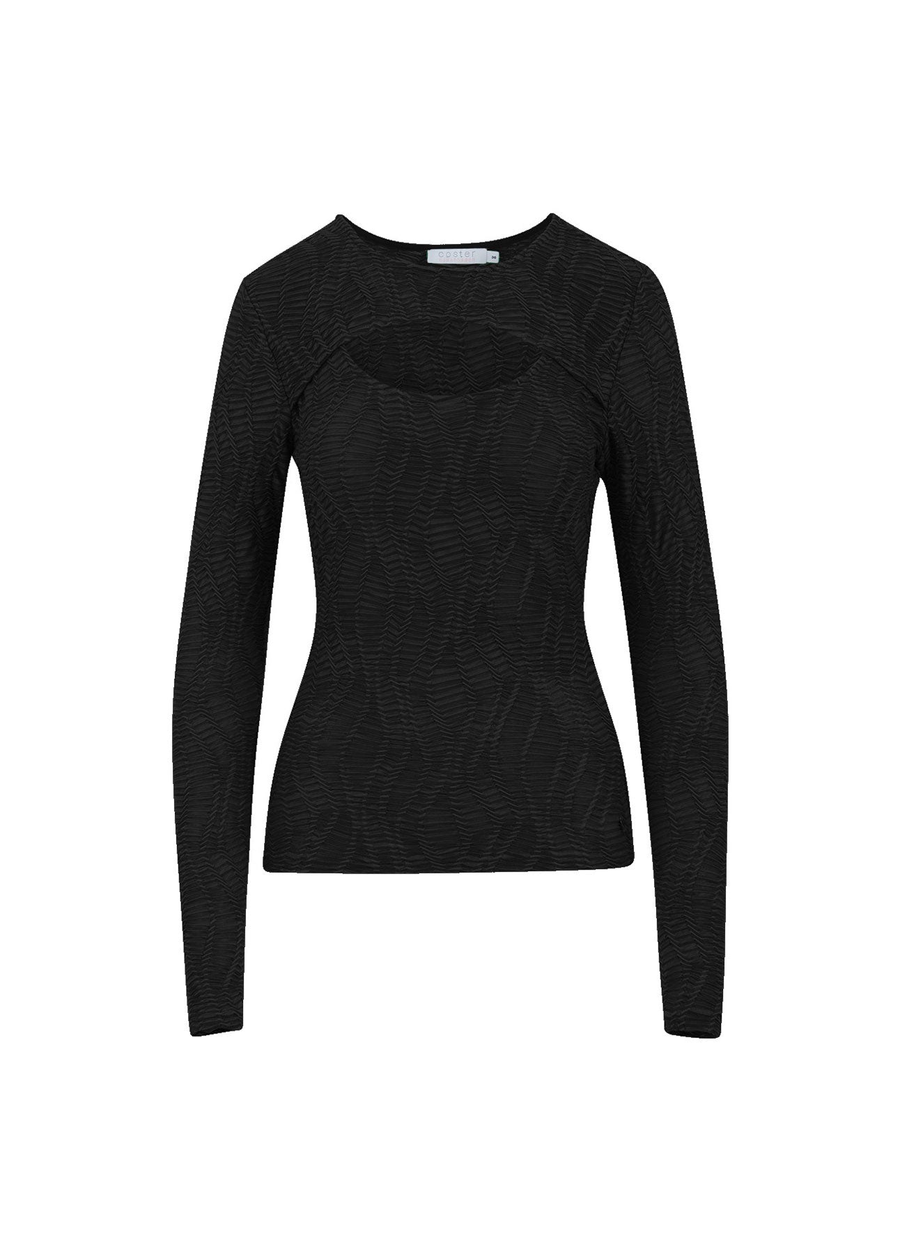 Coster Copenhagen  LONG SLEEVE T-SHIRT WITH STRUCTURE Shirt/Blouse Black - 100