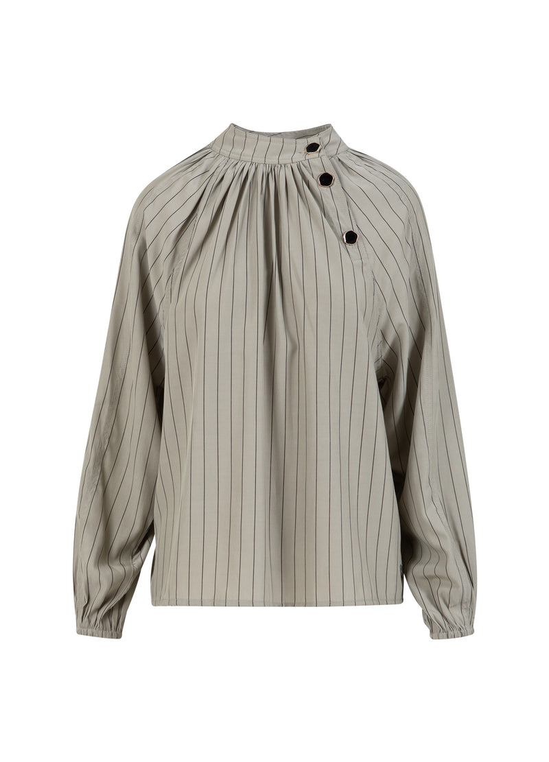 Coster Copenhagen ASYMMETRISCHE SHIRT Shirt/Blouse Dusty green/black stripes - 477