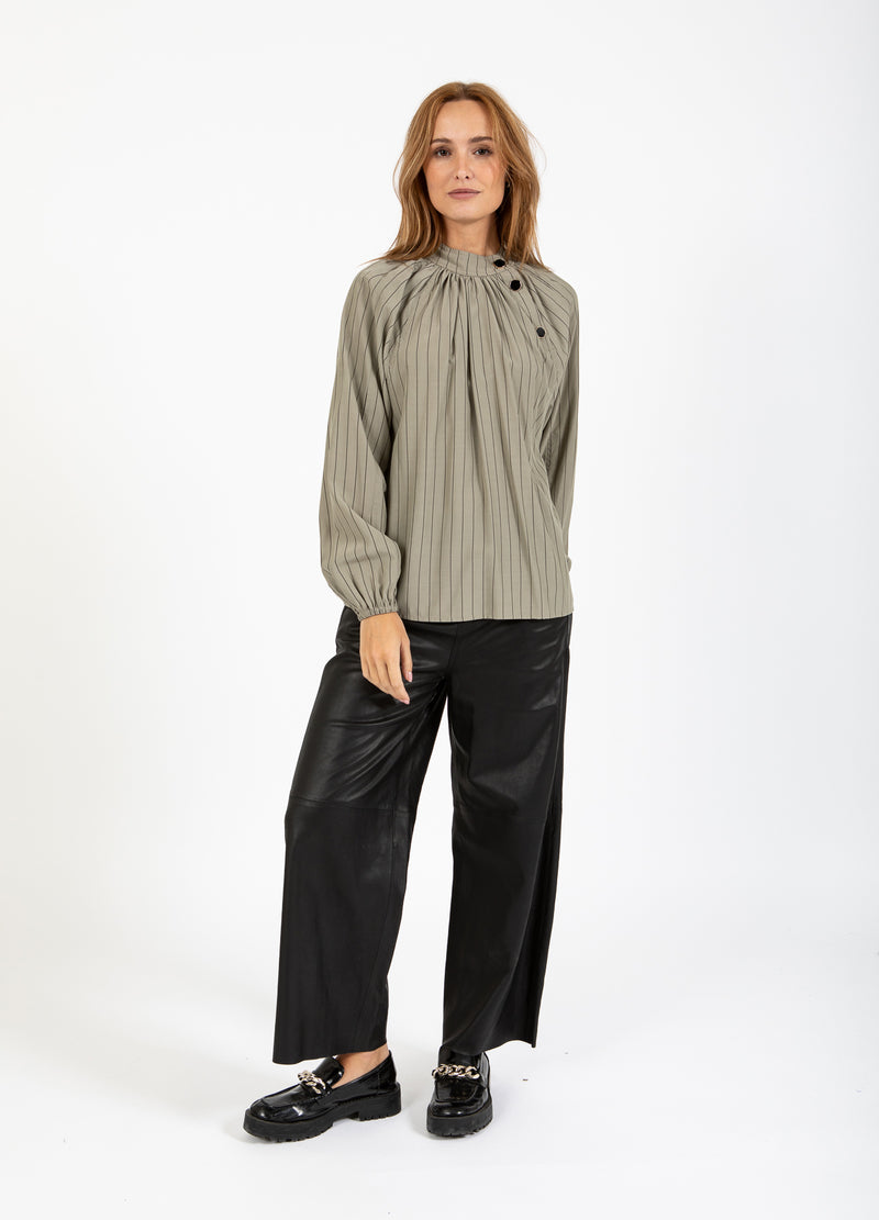 Coster Copenhagen ASYMMETRISCHE SHIRT Shirt/Blouse Dusty green/black stripes - 477