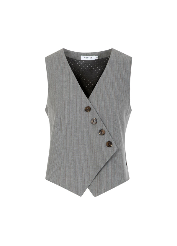 Coster Copenhagen ASYMMETRISCHE VEST Vest Mist grey pin stripe - 175