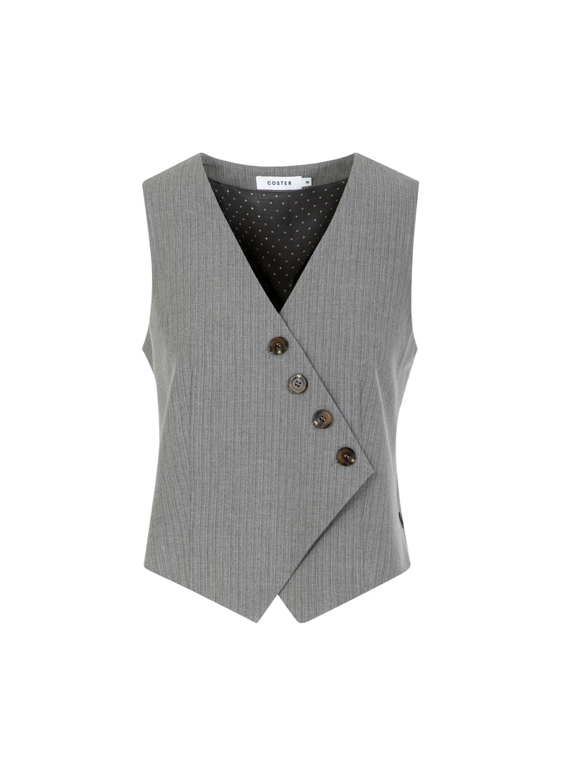 Coster Copenhagen ASYMMETRISCHE VEST Vest Mist grey pin stripe - 175