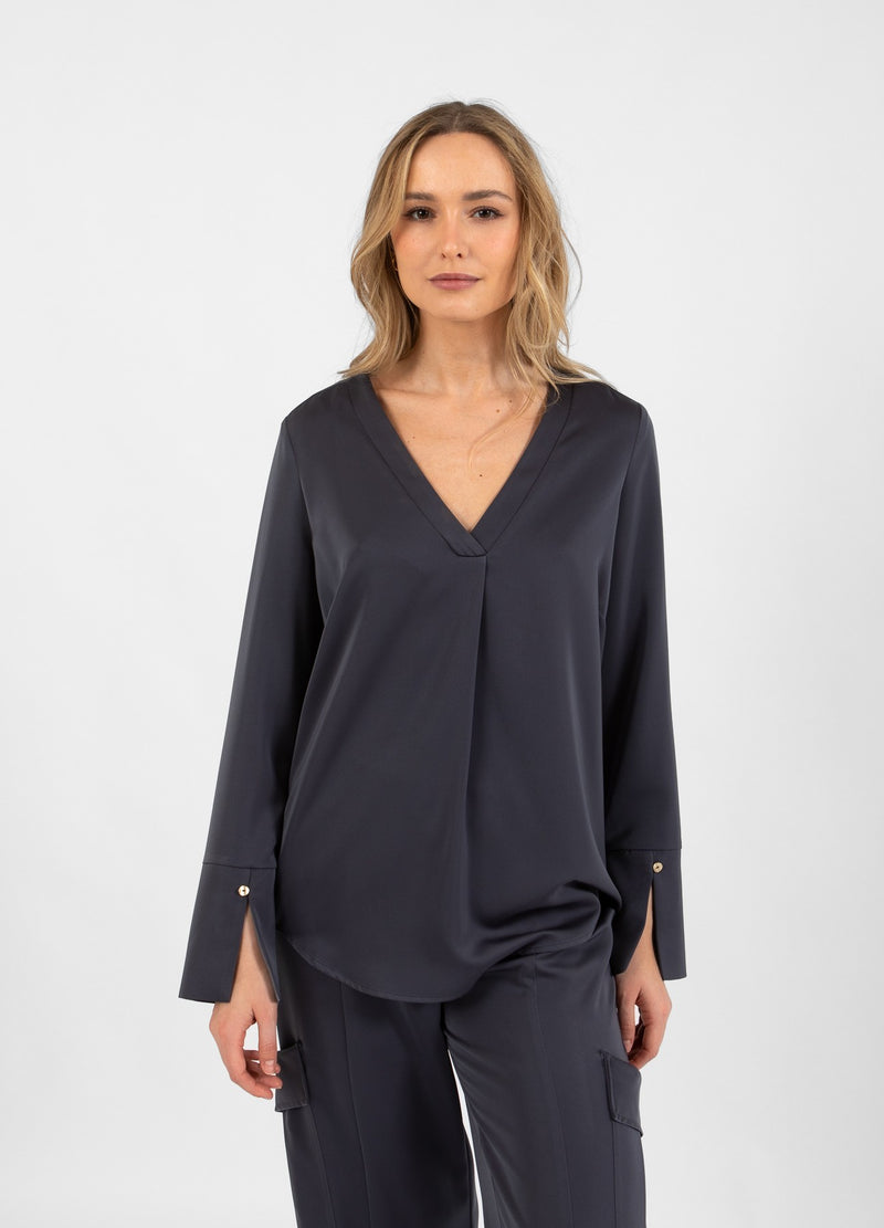 Coster Copenhagen BLOES MET V-HALS Shirt/Blouse Dark grey - 158