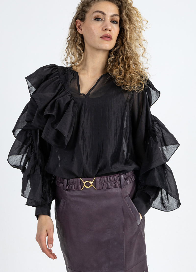 Coster Copenhagen BLOES MET VOLANTEN Shirt/Blouse Black - 100