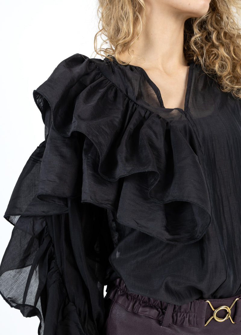 Coster Copenhagen BLOES MET VOLANTEN Shirt/Blouse Black - 100