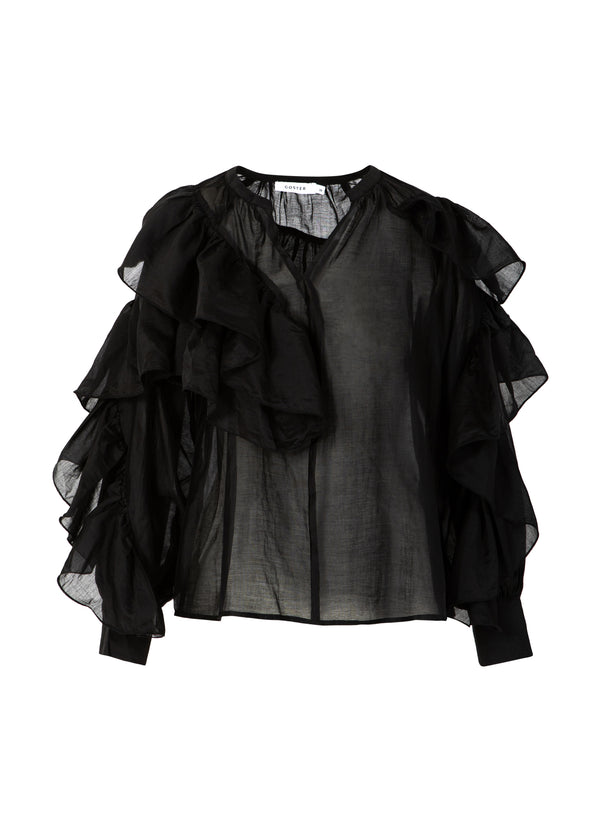 Coster Copenhagen BLOES MET VOLANTEN Shirt/Blouse Black - 100