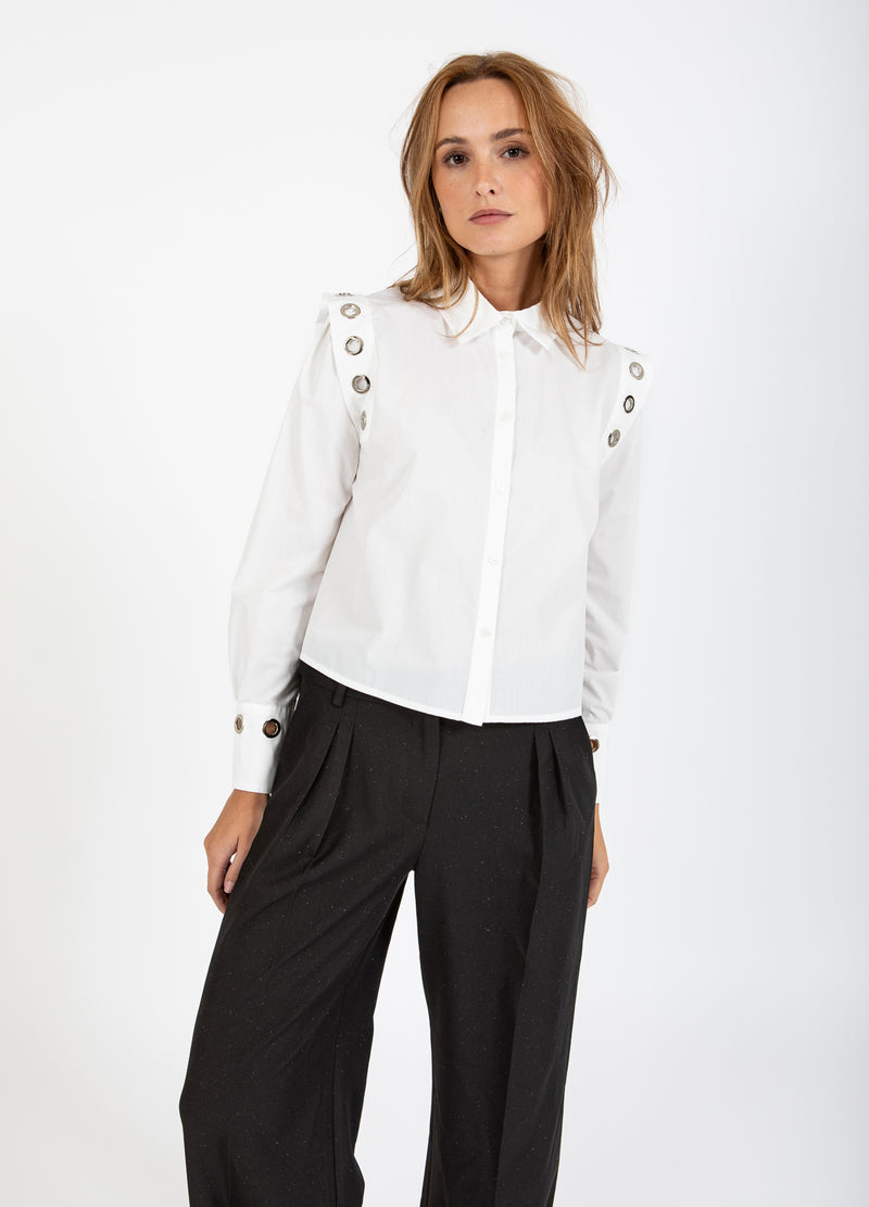 Coster Copenhagen BLOUSE MET METALEN GATEN Shirt/Blouse White - 200