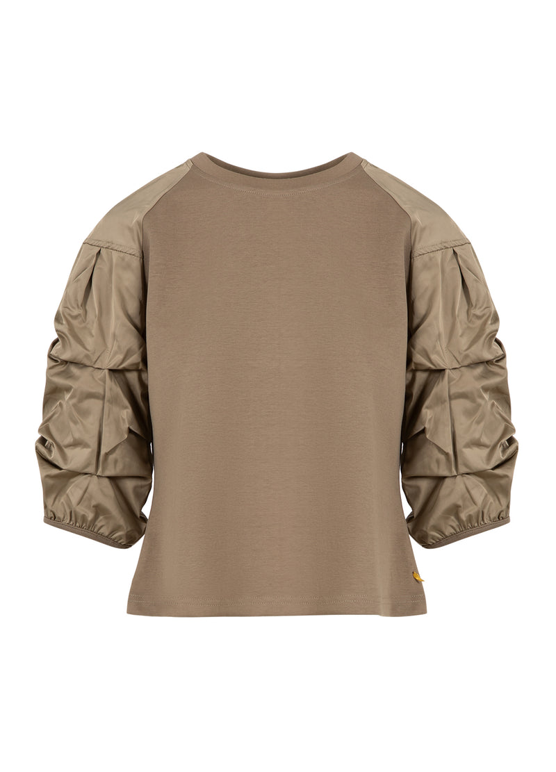 Coster Copenhagen BLOUSE MIX MET PUFFY MOUWEN Shirt/Blouse Taupe sand - 393
