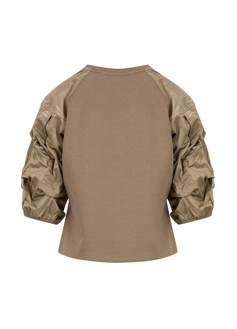 Coster Copenhagen BLOUSE MIX MET PUFFY MOUWEN Shirt/Blouse Taupe sand - 393
