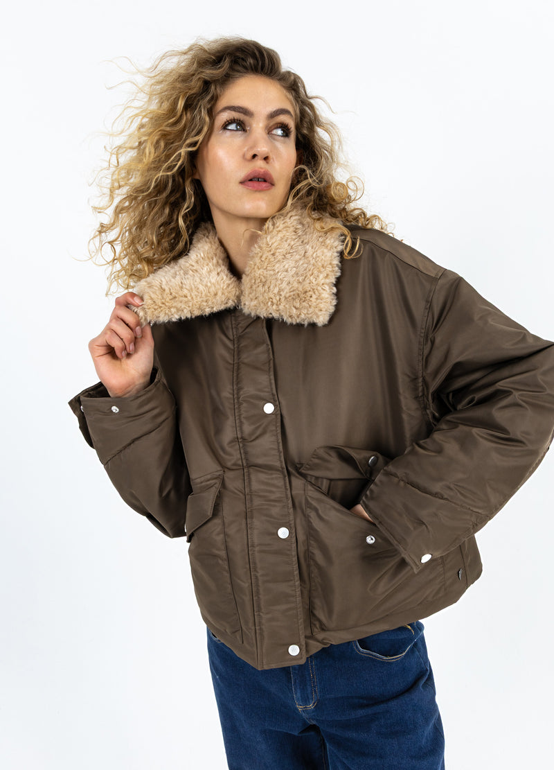 Coster Copenhagen BOMBERJACK MET BONTHALS Outerwear Brown - 358