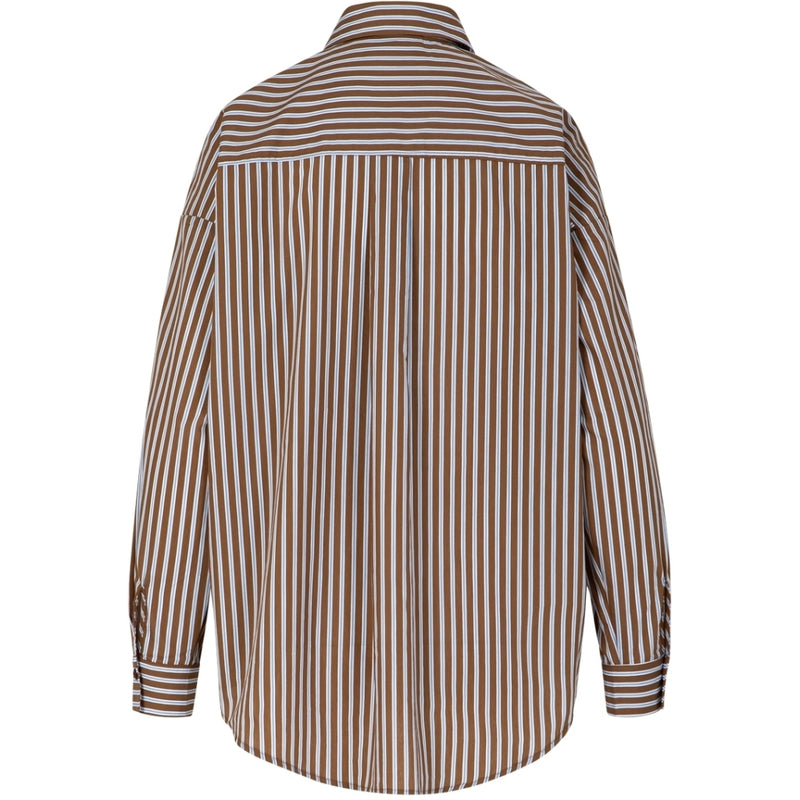 Coster Copenhagen BOXIGE KLASSIEKE BLOUSE Shirt/Blouse Brown/Blue stripes - 336