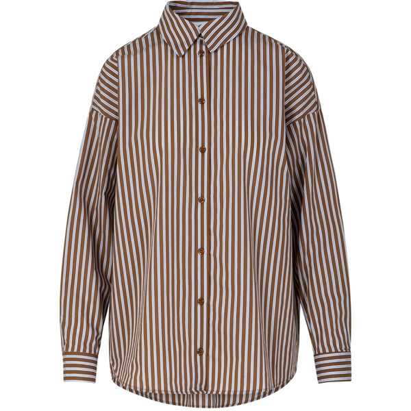 Coster Copenhagen BOXIGE KLASSIEKE BLOUSE Shirt/Blouse Brown/Blue stripes - 336