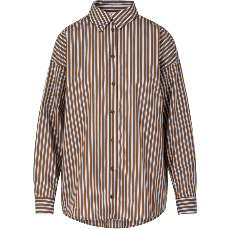 Coster Copenhagen BOXIGE KLASSIEKE BLOUSE Shirt/Blouse Brown/Blue stripes - 336