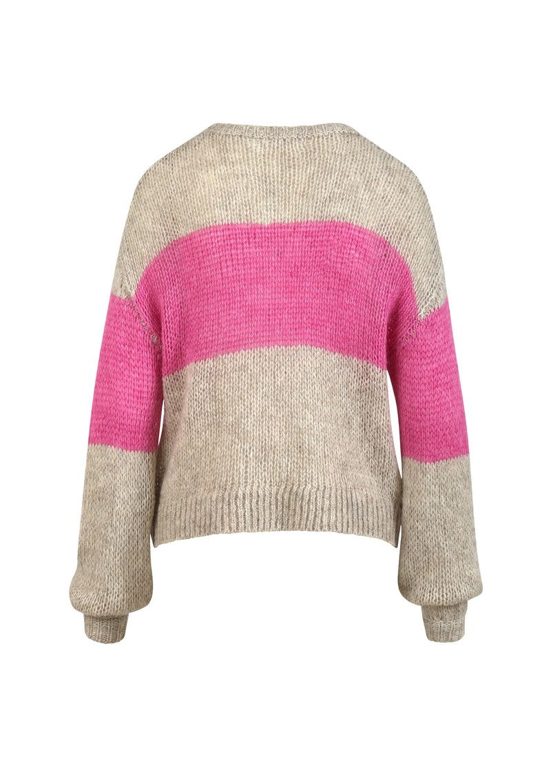 Coster Copenhagen BREI MET GROTE STREEP Knitwear Sand / Magenta - 861