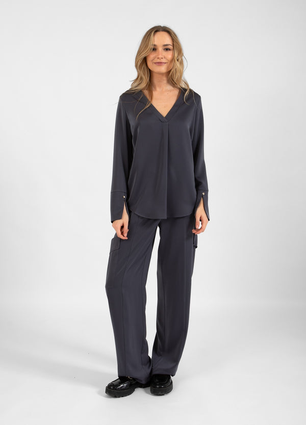 Coster Copenhagen CARGOBROEK IN SATIJN - PETRA PASVORM Pants Dark grey - 158