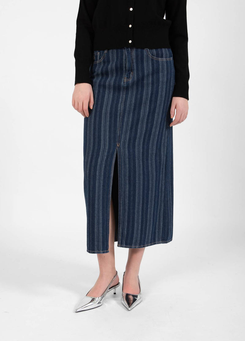 CC Heart CC HEART ALAIA ROK LANG Skirt Dark blue stripe denim - 512
