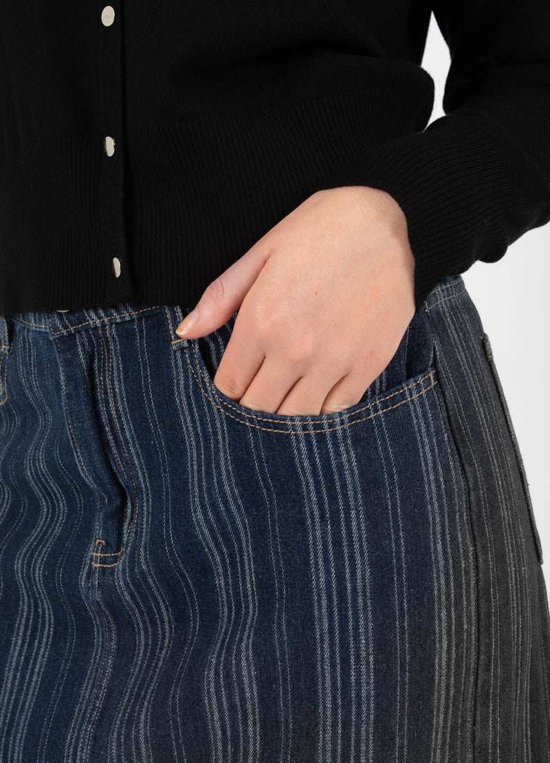 CC Heart CC HEART ALAIA ROK LANG Skirt Dark blue stripe denim - 512