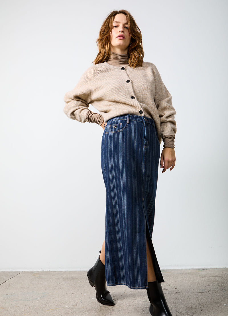 CC Heart CC HEART ALAIA ROK LANG Skirt Dark blue stripe denim - 512