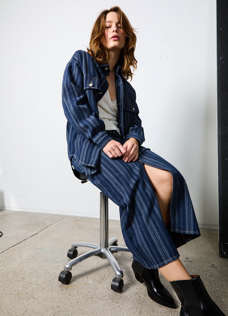 CC Heart CC HEART ALAIA ROK LANG Skirt Dark blue stripe denim - 512