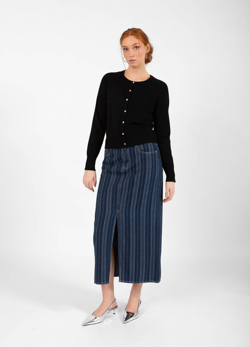 CC Heart CC HEART ALAIA ROK LANG Skirt Dark blue stripe denim - 512