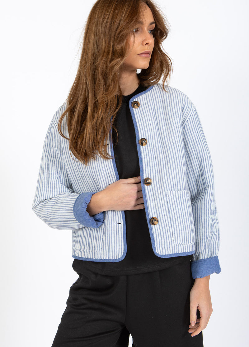 CC Heart CC HEART ALENA GEWATTEERDE JAS Outerwear Blue stripe - 560