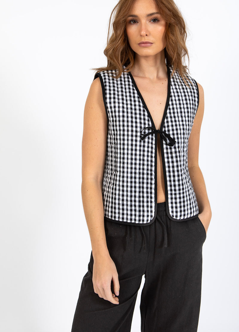 CC Heart CC HEART ALENA GEWATTEERD VEST Vest Black/white check - 146