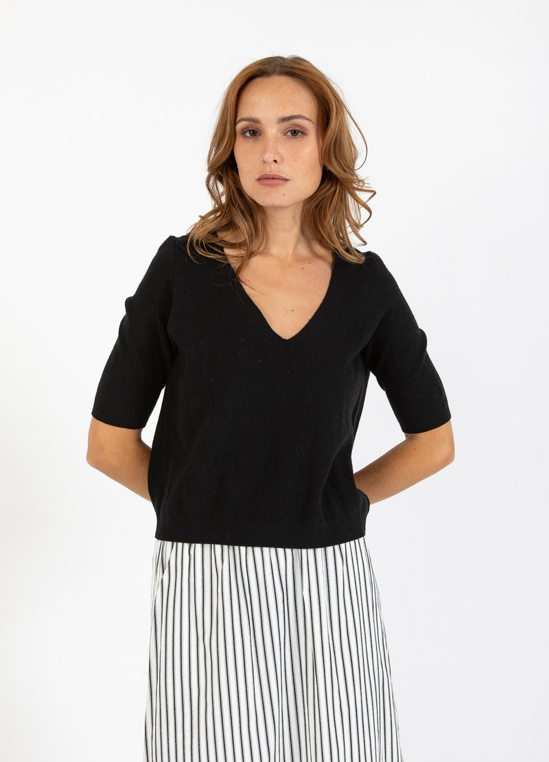 CC Heart CC HEART ALMA ZACHTE KORTE MOUW GEBREID Knitwear Black - 100