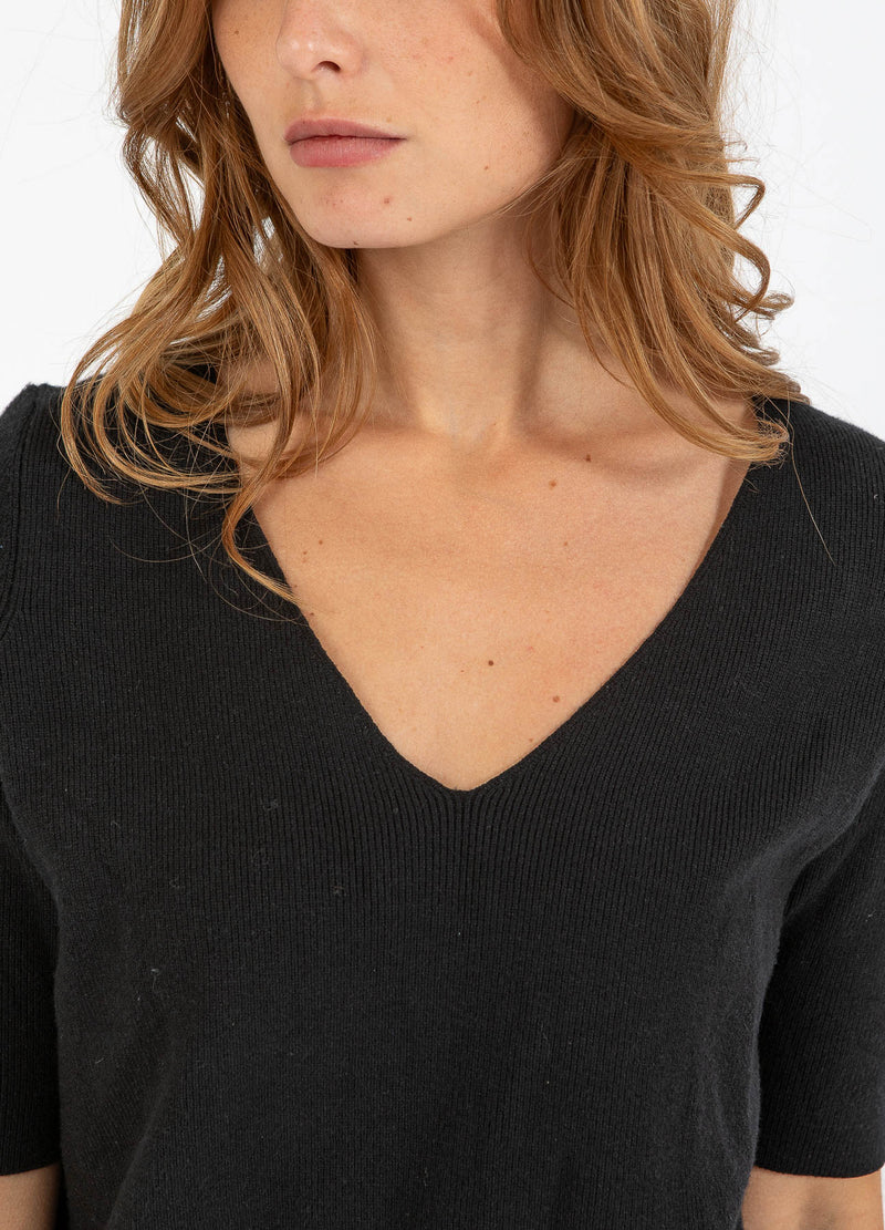 CC Heart CC HEART ALMA ZACHTE KORTE MOUW GEBREID Knitwear Black - 100