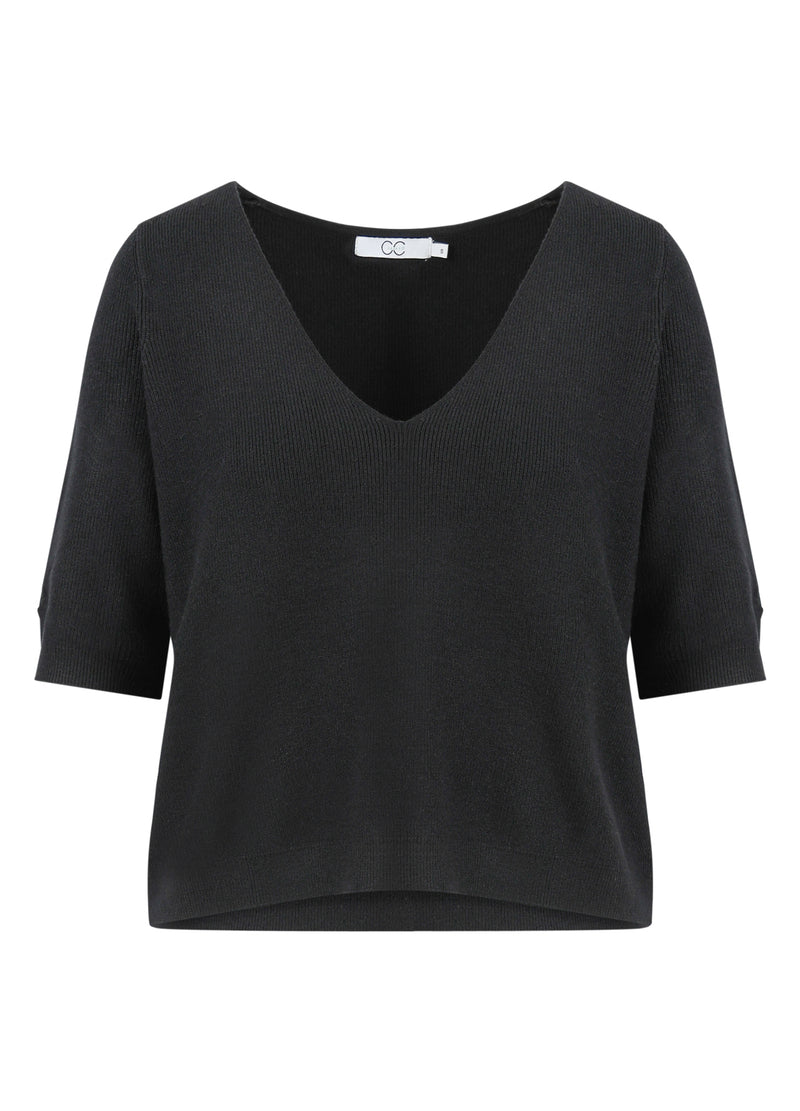 CC Heart CC HEART ALMA ZACHTE KORTE MOUW GEBREID Knitwear Black - 100