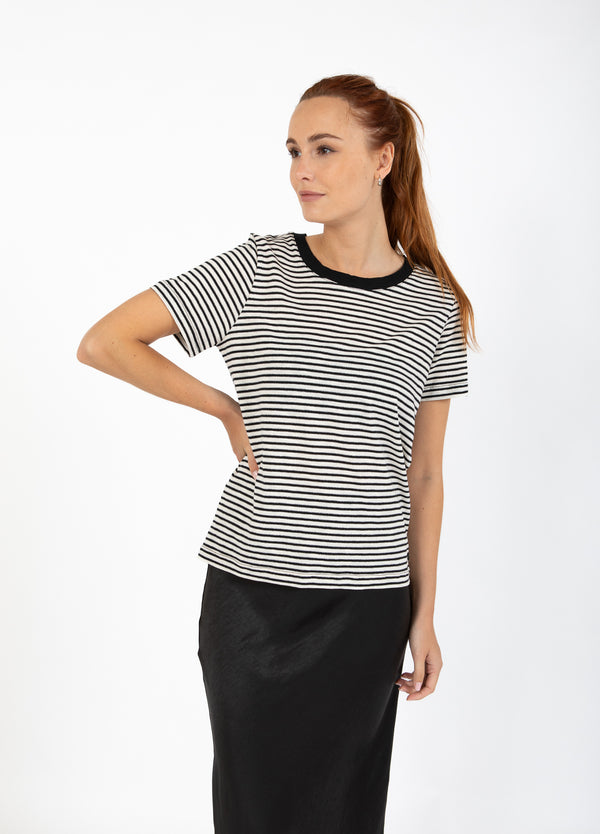 CC Heart CC HEART ANA GESTREEPTE KORTE MOUW T-SHIRT - MIDDELLANGE MOUW T-Shirt Cream/black/silver lurex - 287