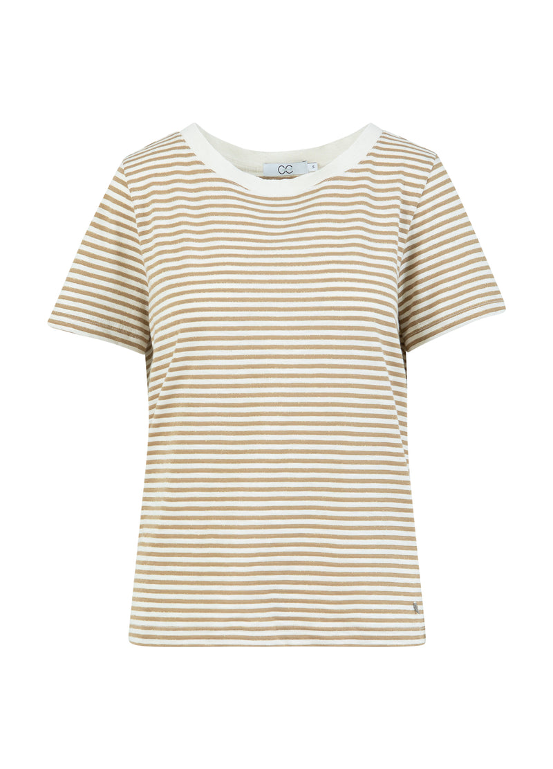 CC Heart CC HEART ANA GESTREEPTE KORTE MOUW T-SHIRT - MIDDELLANGE MOUW T-Shirt Cream/warm sand/gold lurex - 288