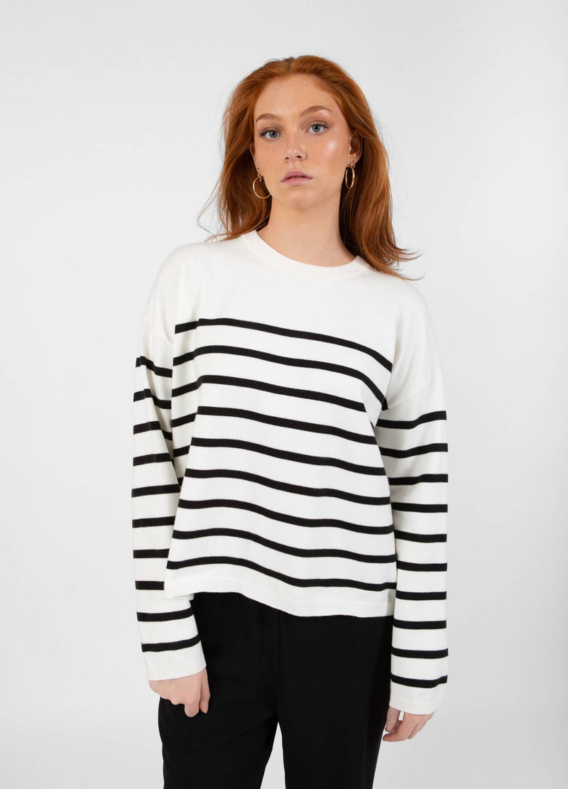 CC Heart CC HEART COLLINS GESTREEPT OPEN RUGTRUI Knitwear Offwhite/black stripe - 256