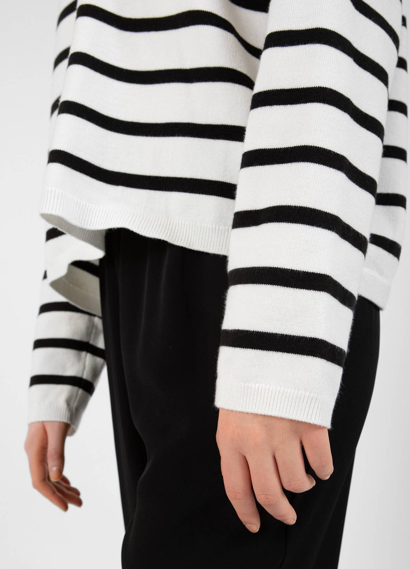 CC Heart CC HEART COLLINS GESTREEPT OPEN RUGTRUI Knitwear Offwhite/black stripe - 256