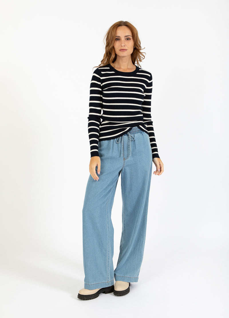 CC Heart  CC HEART ELENA GEBREIDE BLOUSE Knitwear Off white/navy stipes - 258