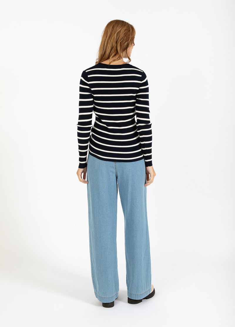 CC Heart  CC HEART ELENA GEBREIDE BLOUSE Knitwear Off white/navy stipes - 258