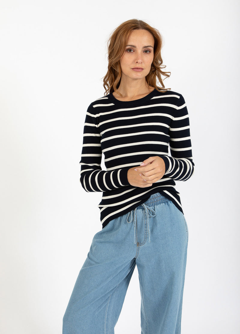 CC Heart  CC HEART ELENA GEBREIDE BLOUSE Knitwear Off white/navy stipes - 258