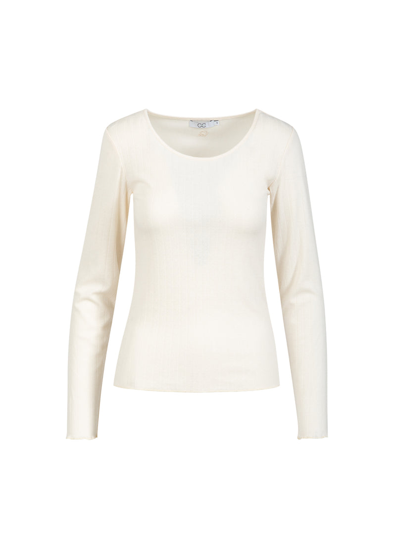 CC Heart CC HEART ELLE POINTELLE LANGE MOUW TEE Shirt/Blouse Creme - 241