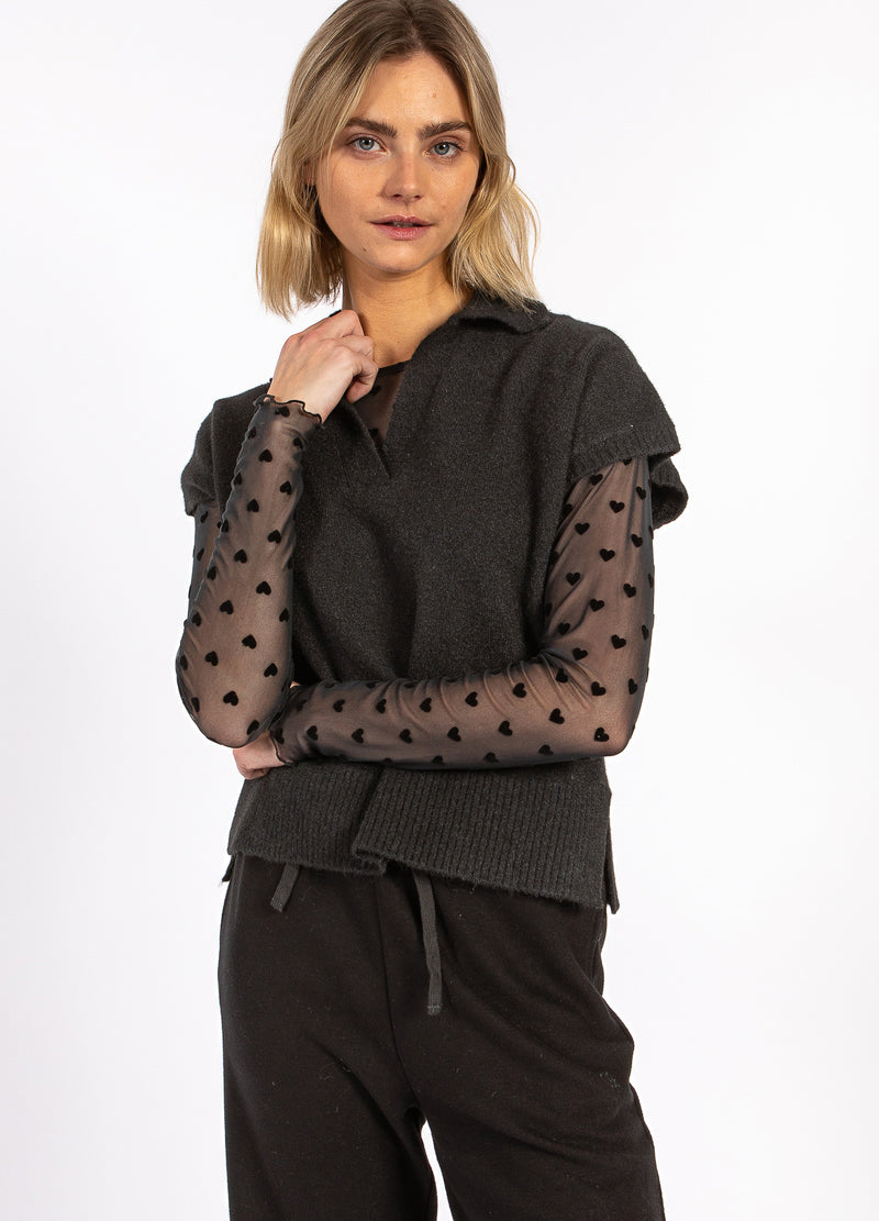 CC Heart CC HEART EMERIE GEBREIDE POLO TOP Knitwear Black - 100