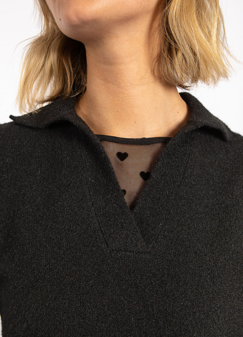 CC Heart CC HEART EMERIE GEBREIDE POLO TOP Knitwear Black - 100
