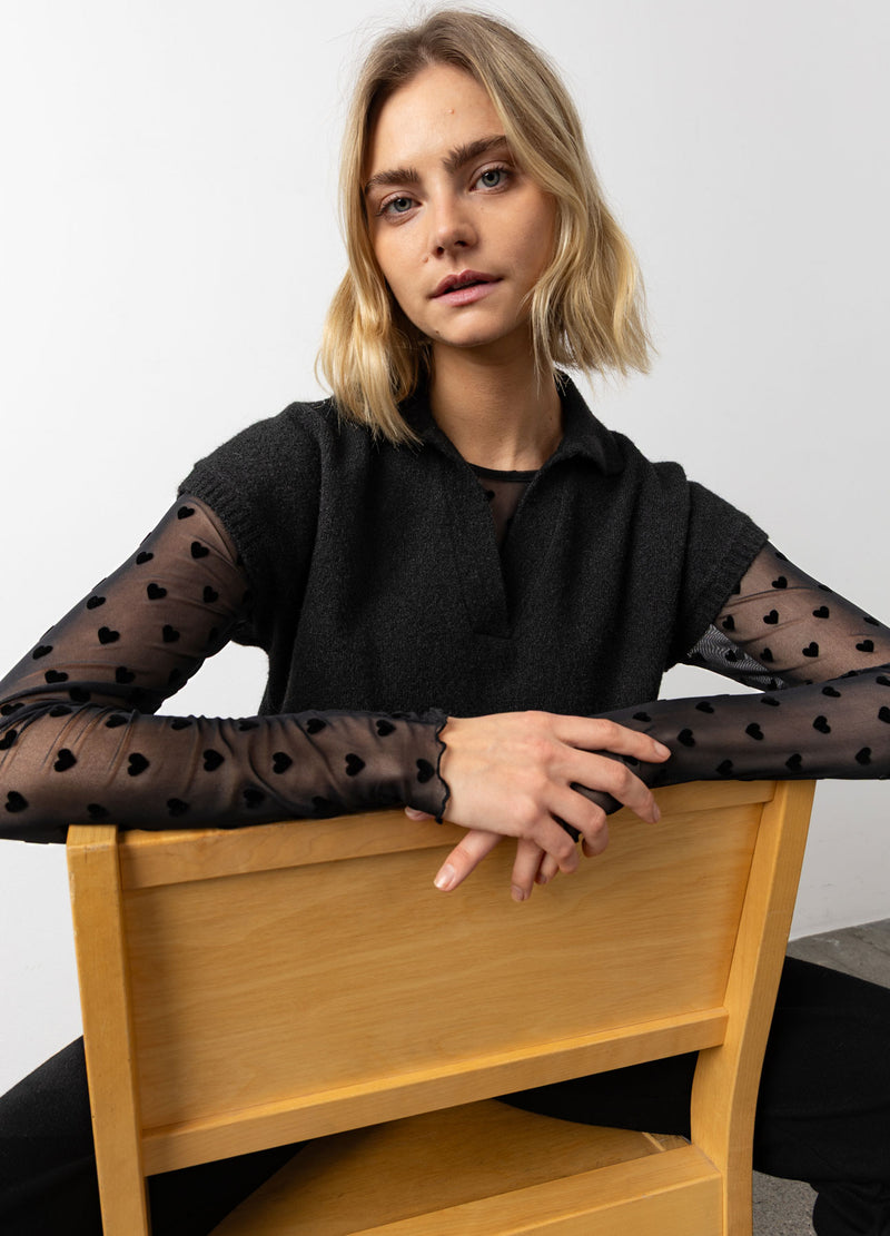 CC Heart CC HEART EMERIE GEBREIDE POLO TOP Knitwear Black - 100