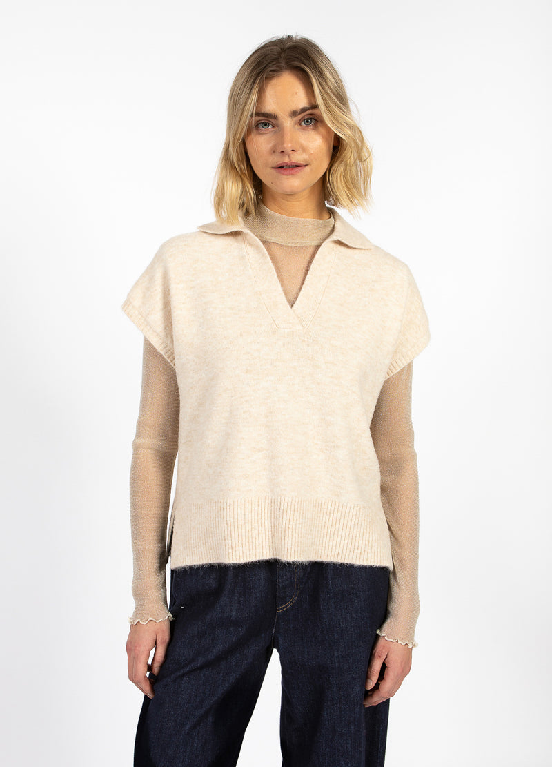 CC Heart CC HEART EMERIE GEBREIDE POLO TOP Knitwear Off white melange - 267
