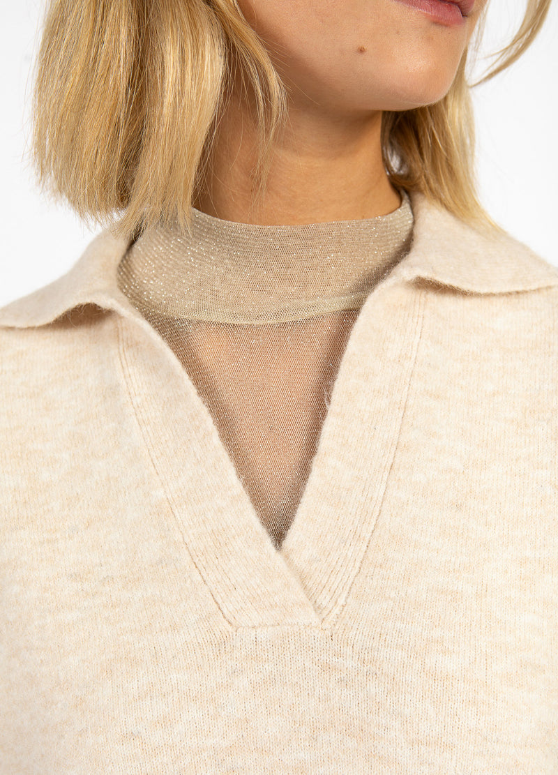 CC Heart CC HEART EMERIE GEBREIDE POLO TOP Knitwear Off white melange - 267
