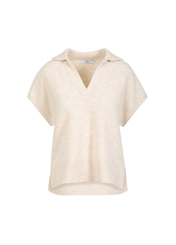 CC Heart CC HEART EMERIE GEBREIDE POLO TOP Knitwear Off white melange - 267
