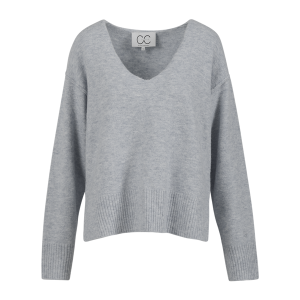 CC Heart CC HEART EMERIE V-HALS TRUI Knitwear Light grey melange - 129