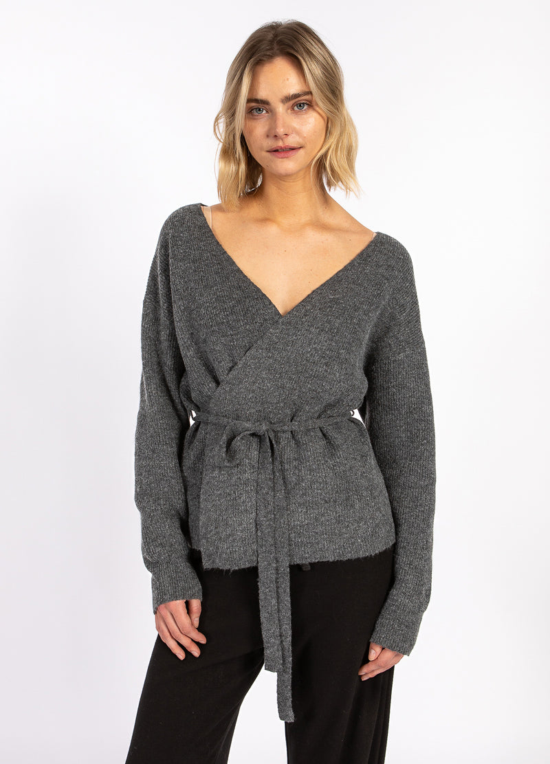 CC Heart CC HEART EMMA WRAP GEBREID VEST Knitwear Dark grey melange - 172