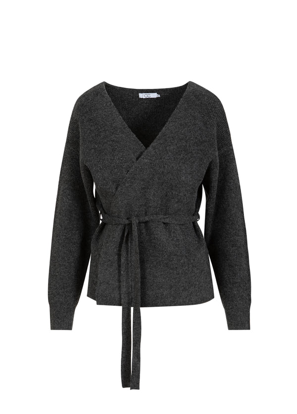 CC Heart CC HEART EMMA WRAP GEBREID VEST Knitwear Dark grey melange - 172