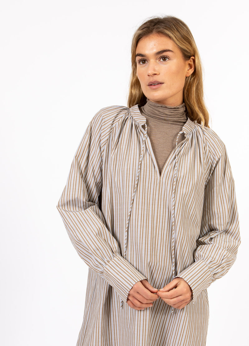 CC Heart CC HEART GIA STREEP TUNIEK JURK Shirt/Blouse Brown stripes - 399