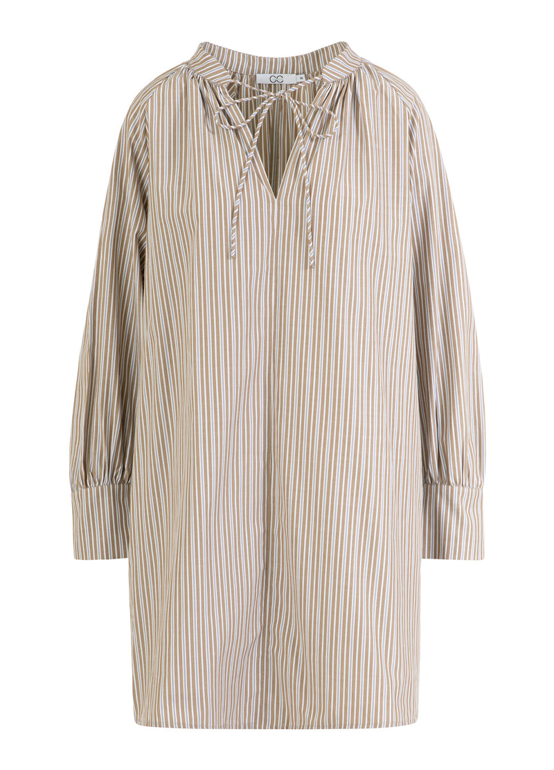CC Heart CC HEART GIA STREEP TUNIEK JURK Shirt/Blouse Brown stripes - 399