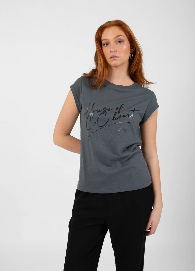 CC Heart CC HEART HOUSE T-SHIRT - KORTE MOUW T-Shirt Dark Stone Grey - 149